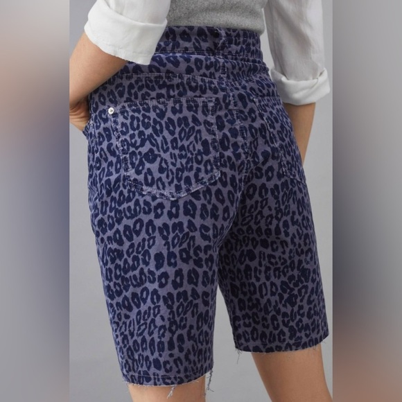 Pilcro Denim Corduroy Bermuda Short Blue Leopard - Picture 2 of 8